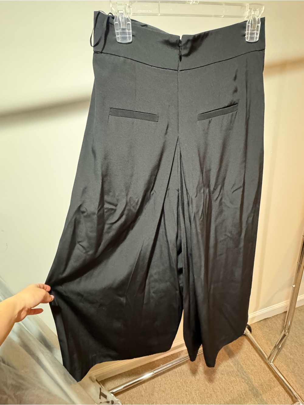 Tibi 100% Silk Black Wide-Leg Palazzo Pants - Picture 7 of 10